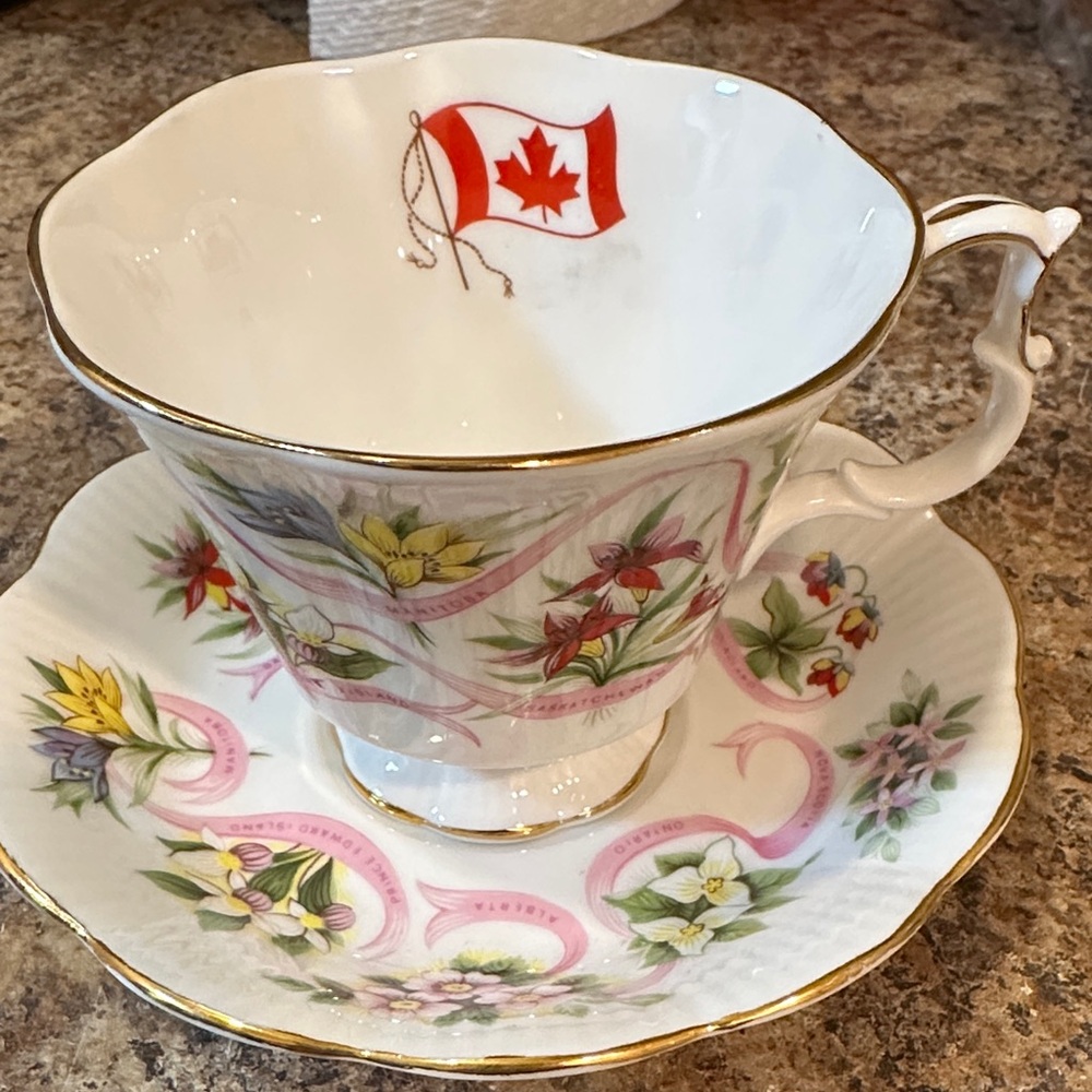 Royal Albert Floral Teacup and Saucer with Gold Trim
